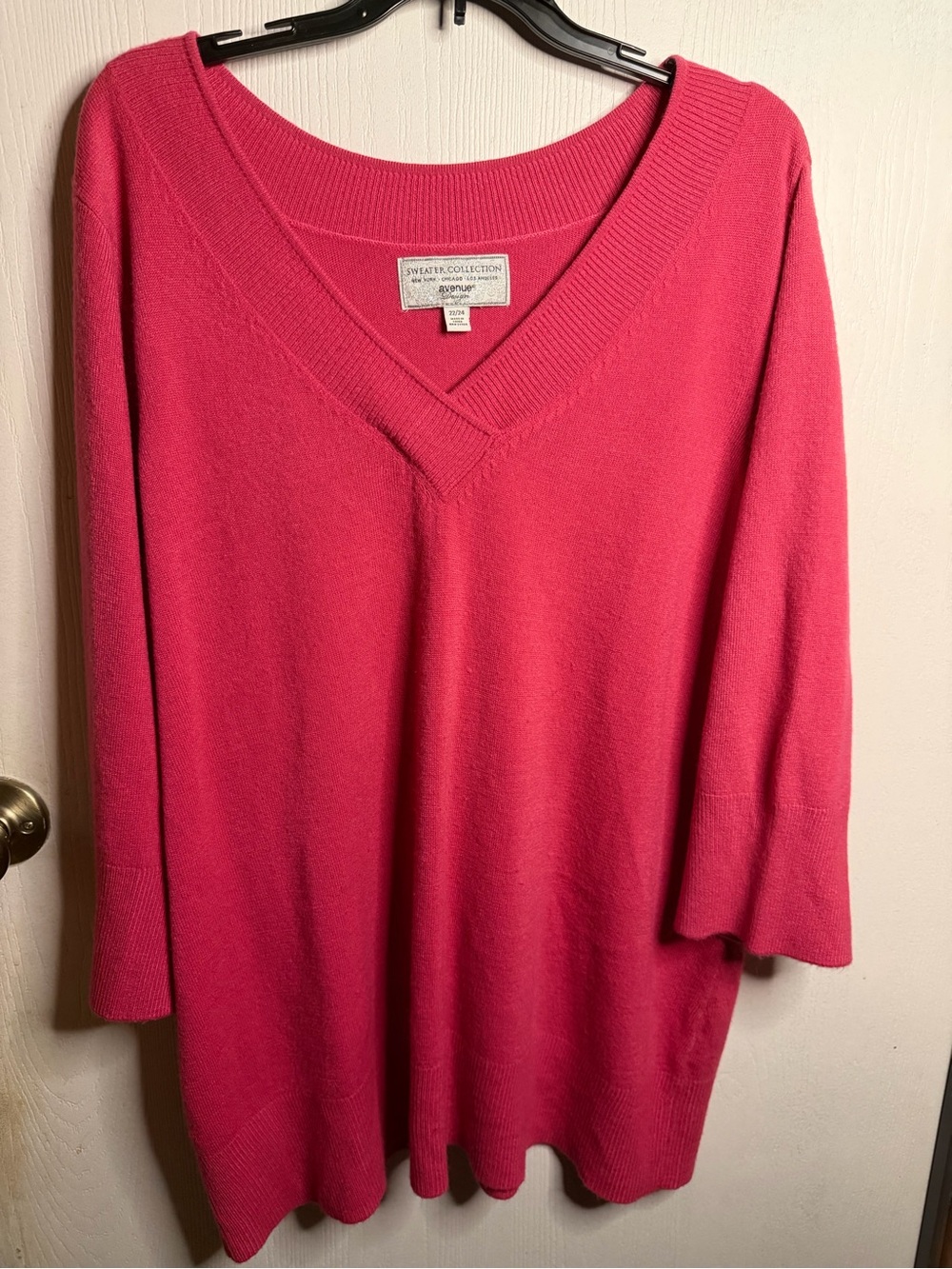 Avenue Designs Cozy Hot Pink V-Neck Sweater